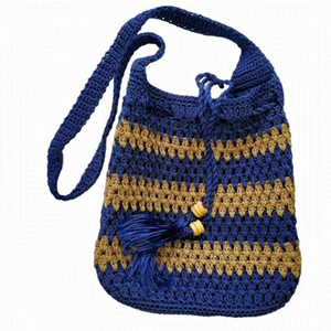 Handmade casual boho hippie crossbody crochet knitted colourful woven bag